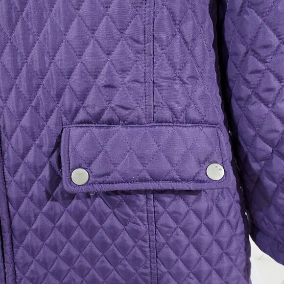 Jane Ashley Women's Quilted Coat, Size Medium Jacket Purple - Picture 10 of 16